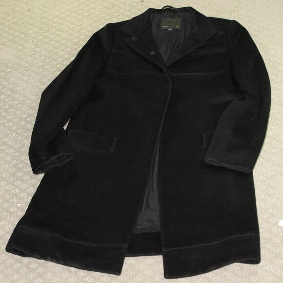 Fendi Men's Black Solid Wool Cashmere Blend Italy Tailored Coat Size 42 - Picture 3 of 12